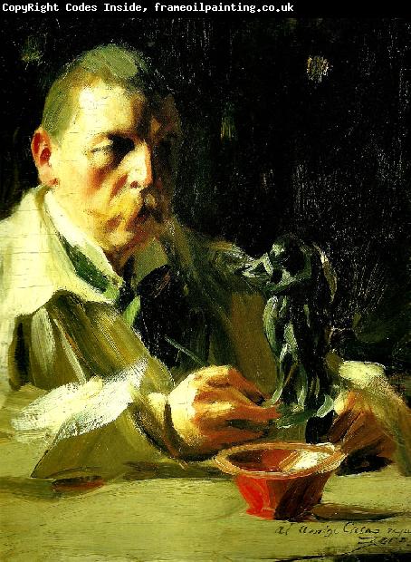 Anders Zorn sjalvportratt med faun och nymf